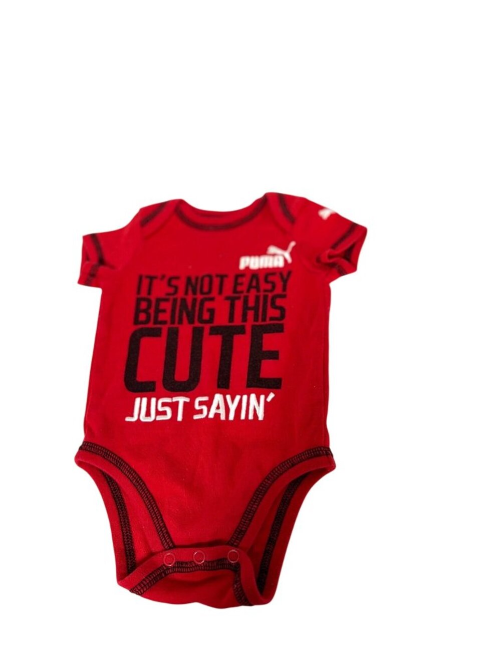 Vintage Puma Boys Infant baby Size 6 9 Months Red 1 piece Bodysuit short Sleeve